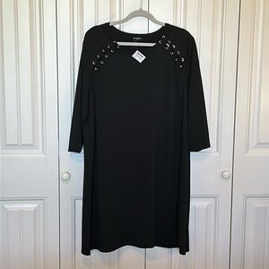 Black Botanique Dress 2X New